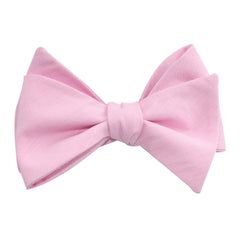 Light Pink Cotton Pinstripes Self Tie Bow Tie 3
