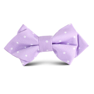 Light Purple with White Polka Dots Kids Diamond Bow Tie