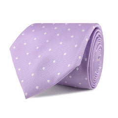 Light Purple with White Polka Dots Necktie Front Roll