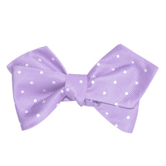 Light Purple with White Polka Dots Self Tie Diamond Tip Bow Tie 1