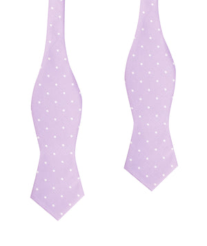 Light Purple with White Polka Dots Self Tie Diamond Tip Bow Tie