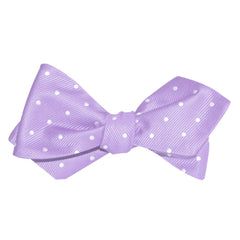 Light Purple with White Polka Dots Self Tie Diamond Tip Bow Tie 3