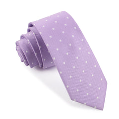 Light Purple with White Polka Dots Skinny Tie