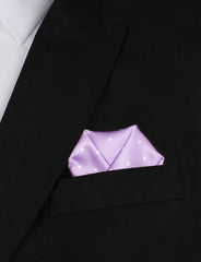 Light Purple with White Polka Dots  Winged Puff Pocket Square Fold