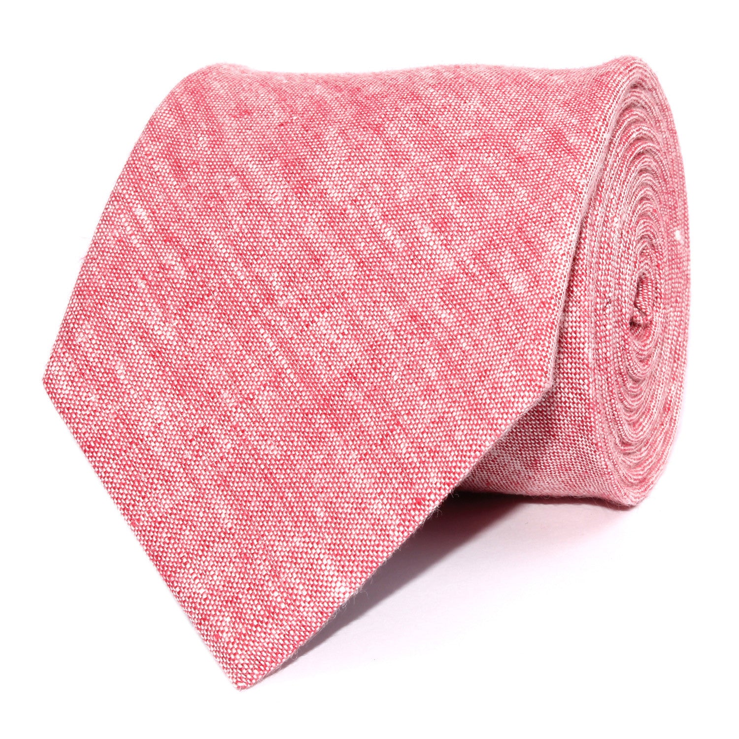 Light Red Chambray Linen Necktie Front