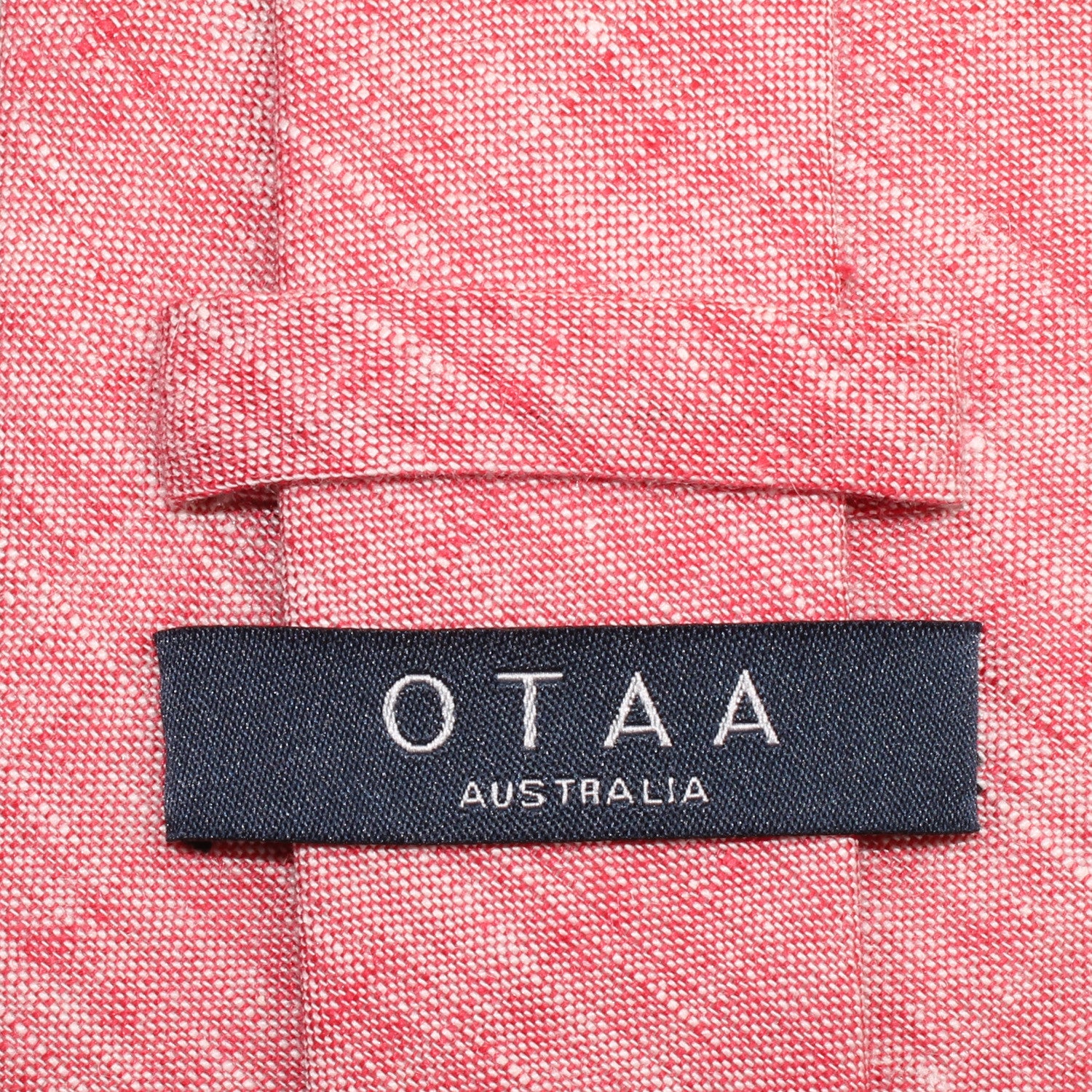Light Red Chambray Linen Necktie OTAA Australia