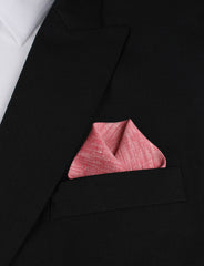 Light Red Chambray Linen Winged Puff Pocket Square Fold