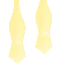 Light Yellow Satin Self Tie Diamond Tip Bow Tie