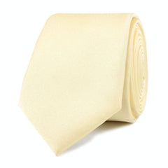 Light Yellow Satin Skinny Tie Front Roll