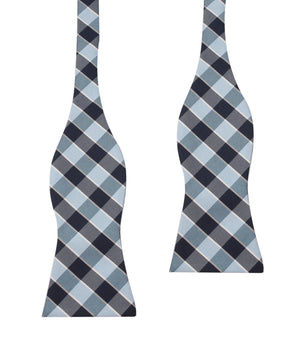 Light and Navy Blue Checkered Bow Tie Untied