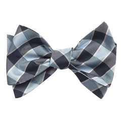 Light and Navy Blue Checkered Bow Tie Untied Self tied knot by OTAA