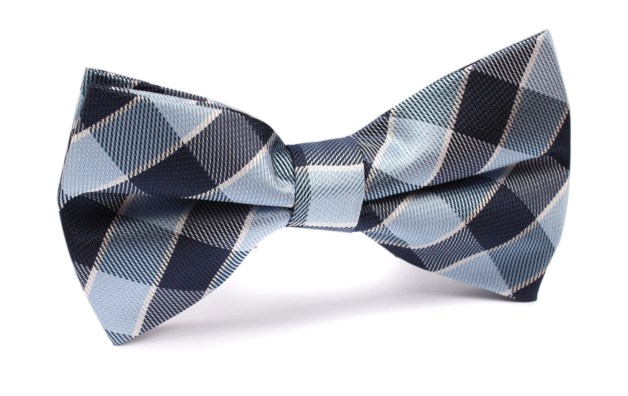 Light and Navy Blue Checkered Bow Tie