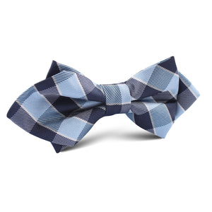 Light and Navy Blue Checkered Diamond Bow Tie