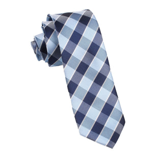 Light and Navy Blue Checkered Skinny Tie