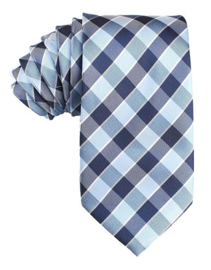 Light and Navy Blue Checkered Tie
