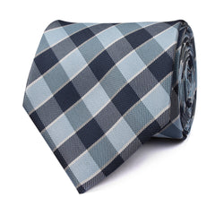 Light and Navy Blue Checkered Tie Front View