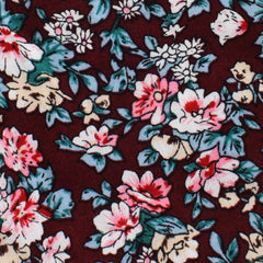 London Brown Floral Pocket Square Fabric