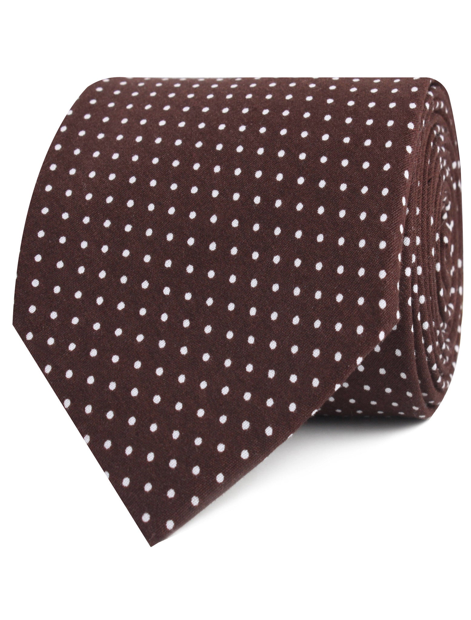 Lungo Brown Polkadot Cotton Necktie