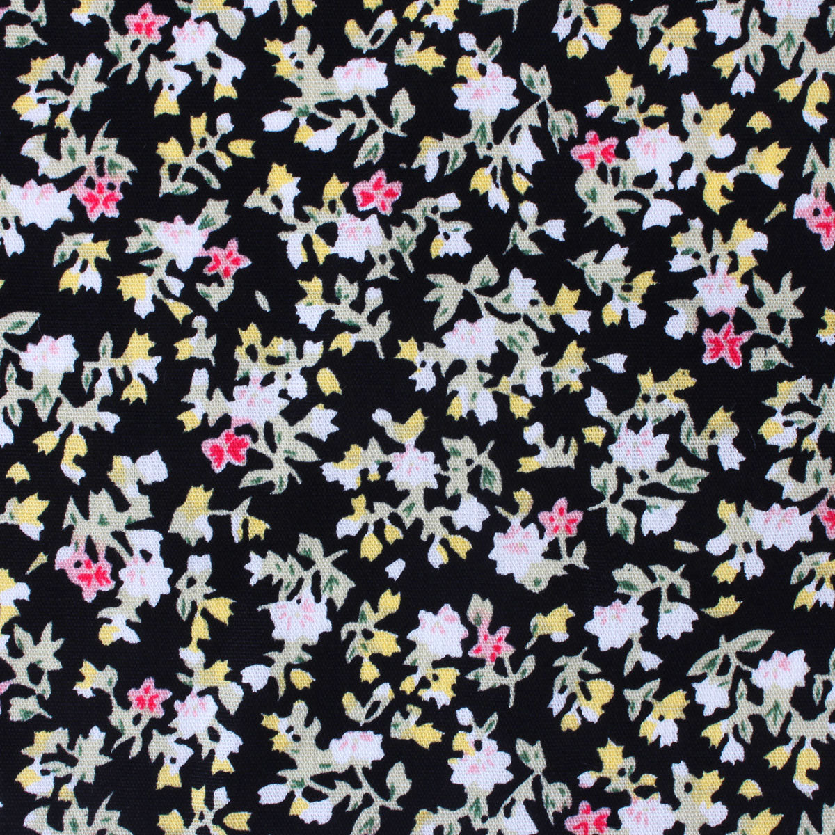 Madagascar Black Floral Pocket Square Fabric