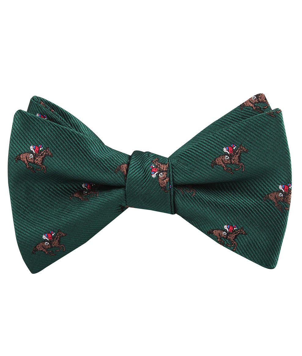 Green Victory Racehorse Self Tied Bow Tie