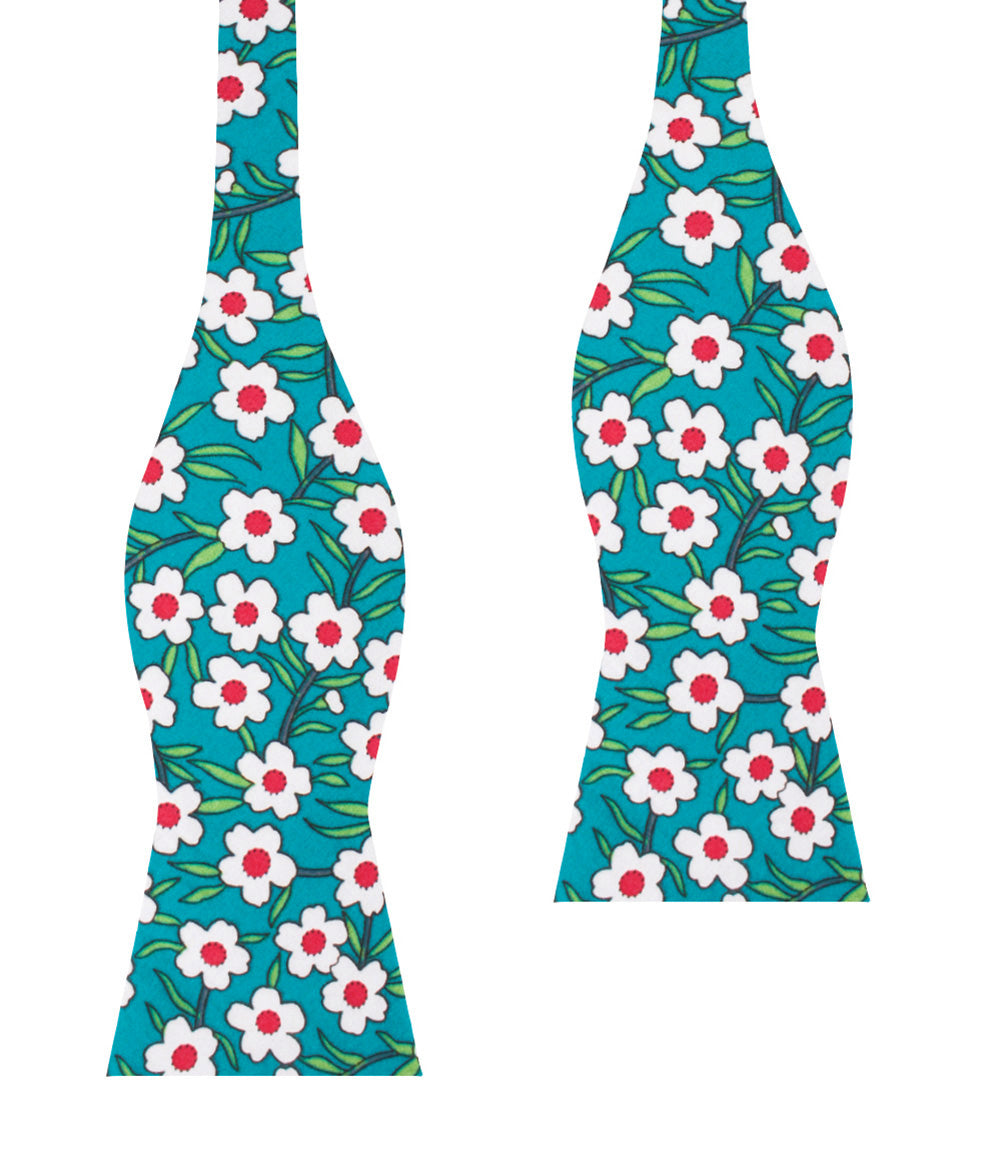 Maldivian Turquoise Floral Self Bow Tie