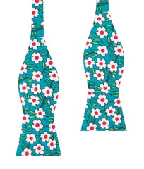 Maldivian Turquoise Floral Self Bow Tie