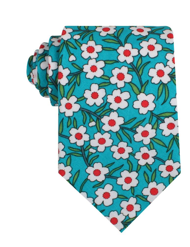 Maldivian Turquoise Floral Necktie