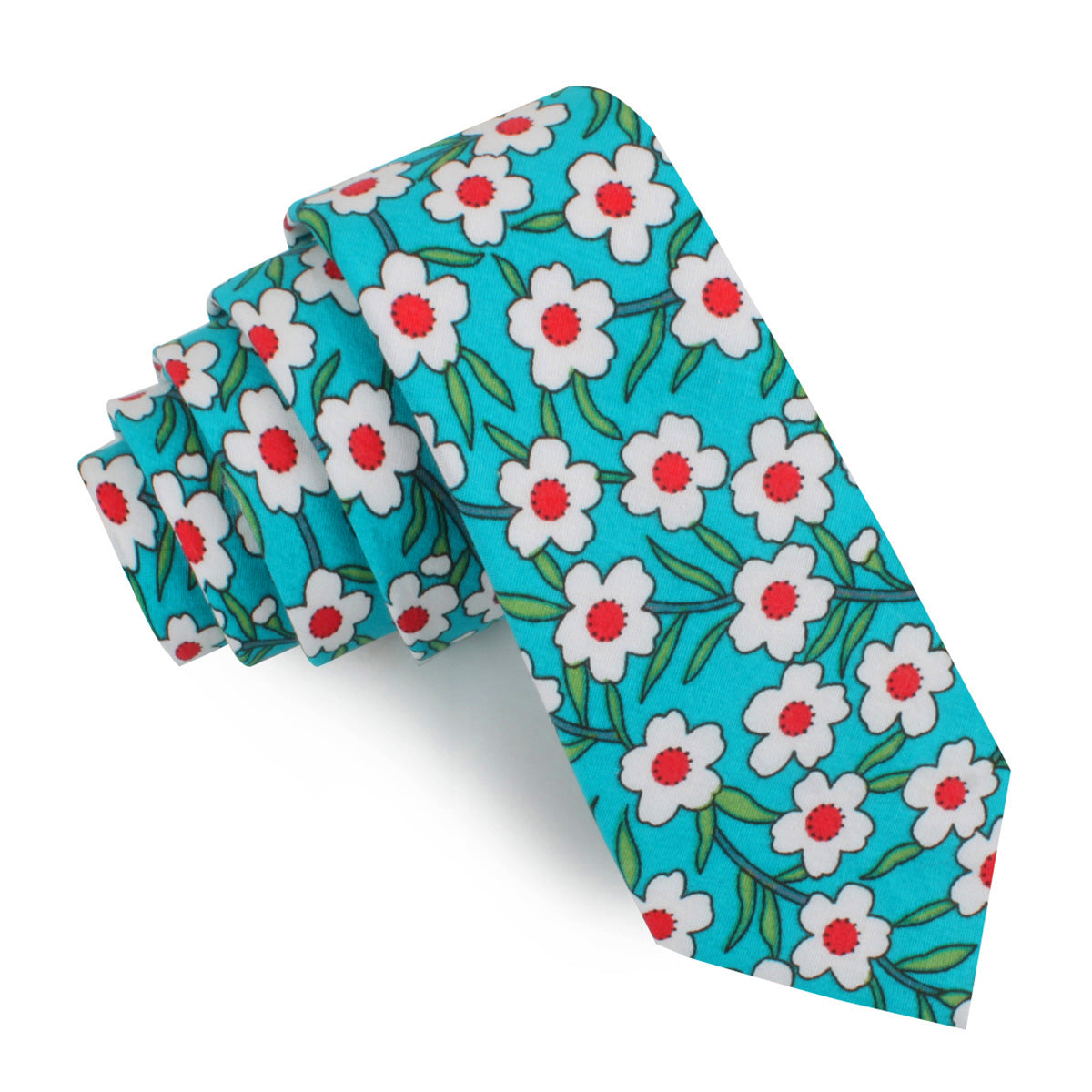 Maldivian Turquoise Floral Skinny Tie