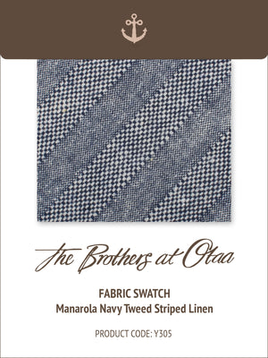Fabric Swatch (Y305) - Manarola Navy Tweed Striped Linen