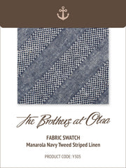 Manarola Navy Tweed Striped Linen Y305 Fabric Swatch