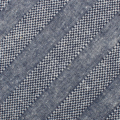 Manarola Navy Tweed Striped Linen Self Bow Tie Fabric