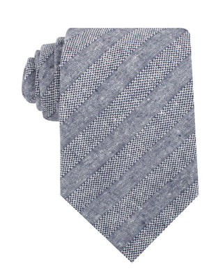 Manarola Navy Tweed Striped Linen Necktie