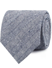 Manarola Navy Tweed Striped Linen Neckties