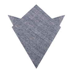 Manarola Navy Tweed Striped Linen Pocket Square