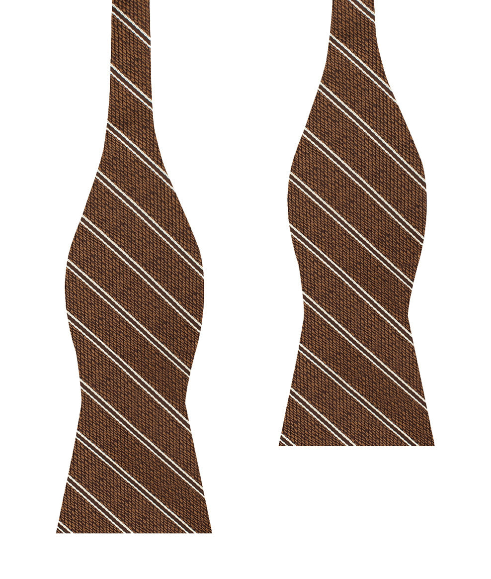Manhattan Brown Bronze Striped Self Bow Tie