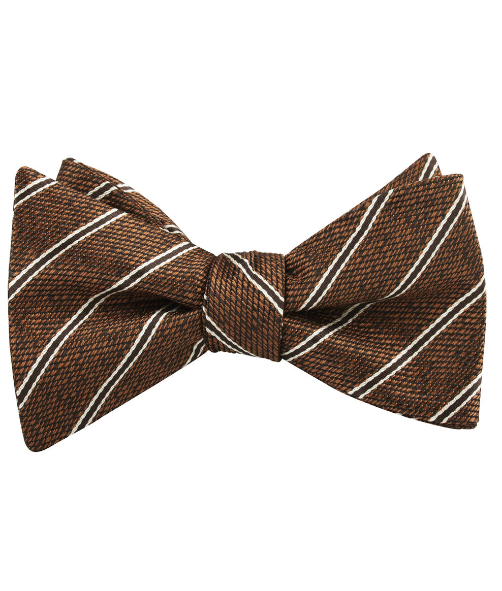 Manhattan Brown Bronze Striped Self Tied Bow Tie