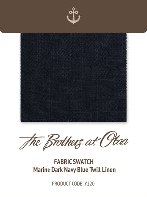 Fabric Swatch (Y220) - Marine Dark Navy Blue Twill Linen