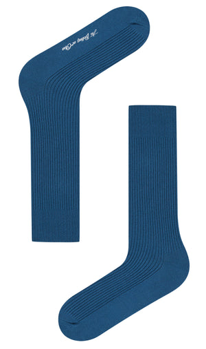 Marine Blue Ribbed Socks