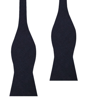 Marine Dark Navy Blue Twill Linen Self Bow Tie
