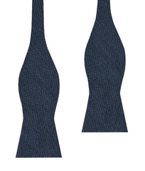 Marine Navy Blue Linen Self Bow Tie