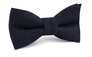 Marine Dark Navy Blue Twill Linen Bow Tie