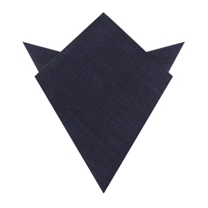 Marine Dark Navy Blue Twill Linen Pocket Square