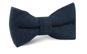 Marine Navy Blue Linen Bow Tie