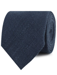 Marine Navy Blue Linen Neckties