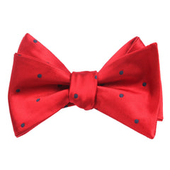 Maroon Bow Tie Untied with Navy Blue Polka Dots