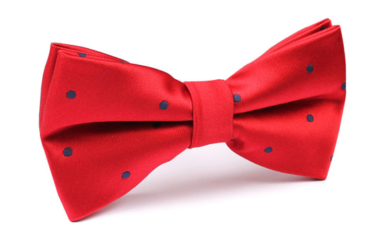 Maroon Bow Tie with Navy Blue Polka Dots