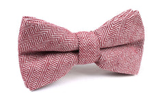 Maroon Herringbone Linen Bow Tie