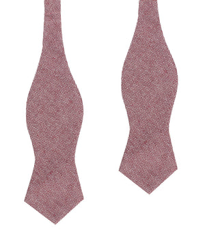 Maroon Herringbone Linen Self Tie Diamond Bow Tie