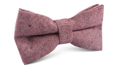 Maroon & White Twill Stripe Linen Bow Tie