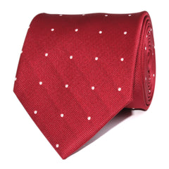 Maroon with White Polka Dots Necktie Front